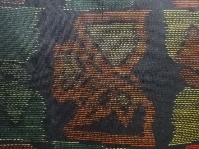JAPANESE KIMONO / ANTIQUE KIMONO / SILK / DORO OSHIMA TSUMUGI / WOVEN ABSTRACT FLOWERS