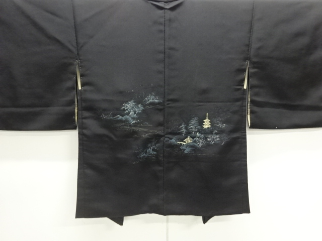JAPANESE KIMONO / HAORI / SILK / WOVEN SCENERY