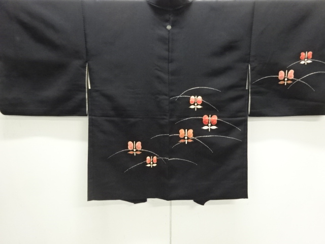 JAPANESE KIMONO / HAORI / SILK / EMBROIDERY / CAMELLIA