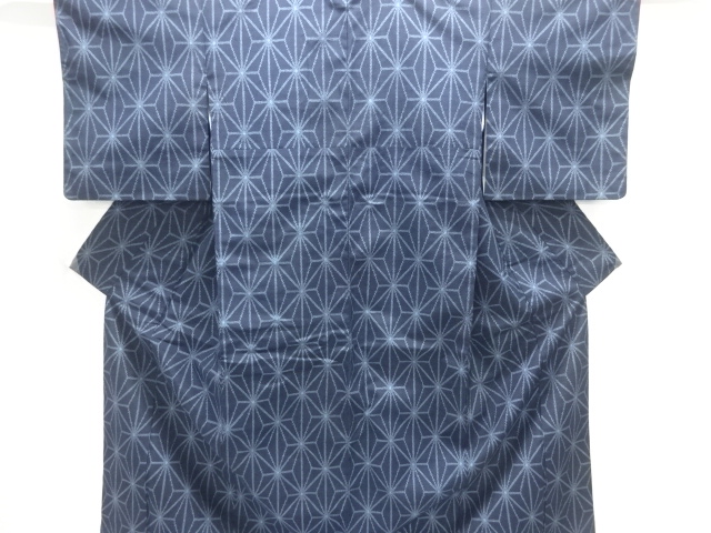 麻の葉模様織出し手織り紬着物