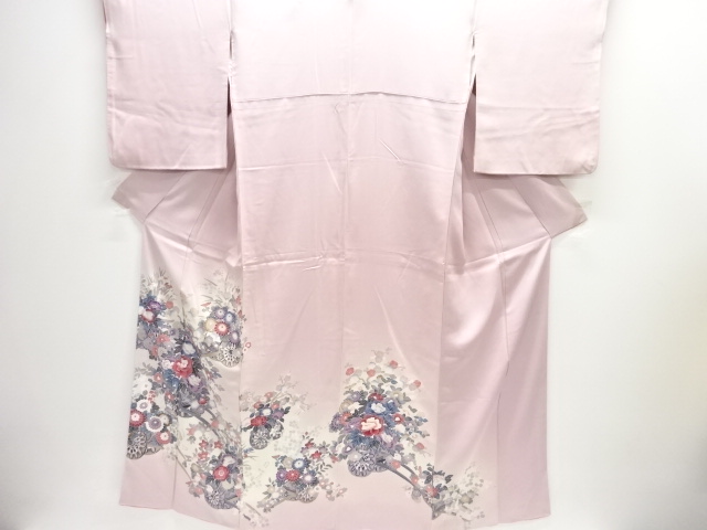 SALE!! JAPANESE KIMONO / IRO-TOMESODE / FLORAL CART