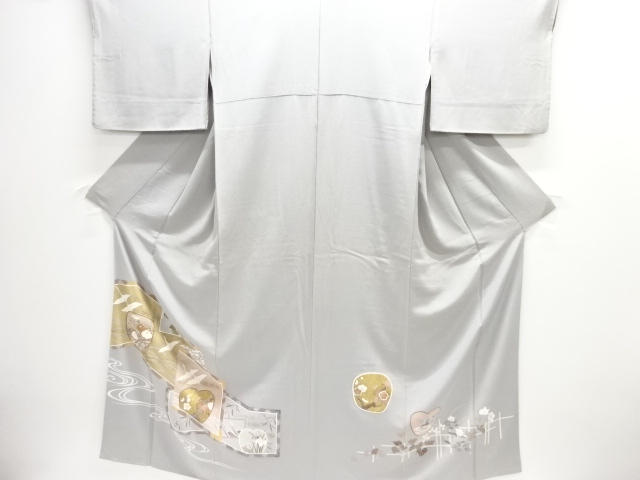 SALE!! JAPANESE KIMONO / IRO-TOMESODE / EMBROIDERY / CRANE
