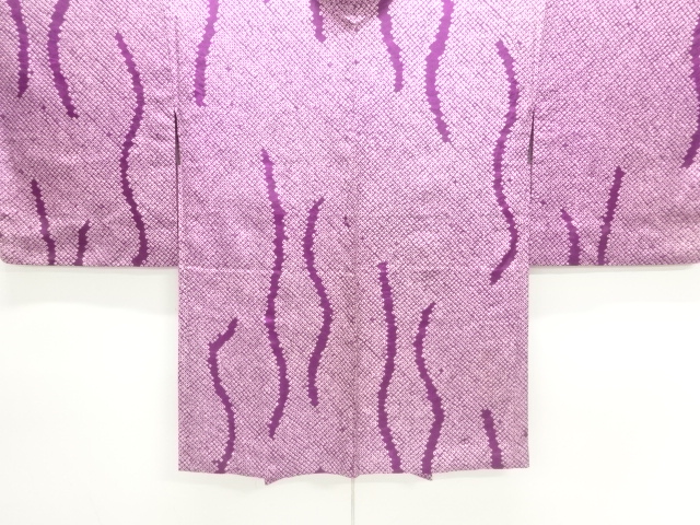 JAPANESE KIMONO / ANTIQUE HAORI / SILK / ALL SHIBORI / TATEWAKU PATTERN