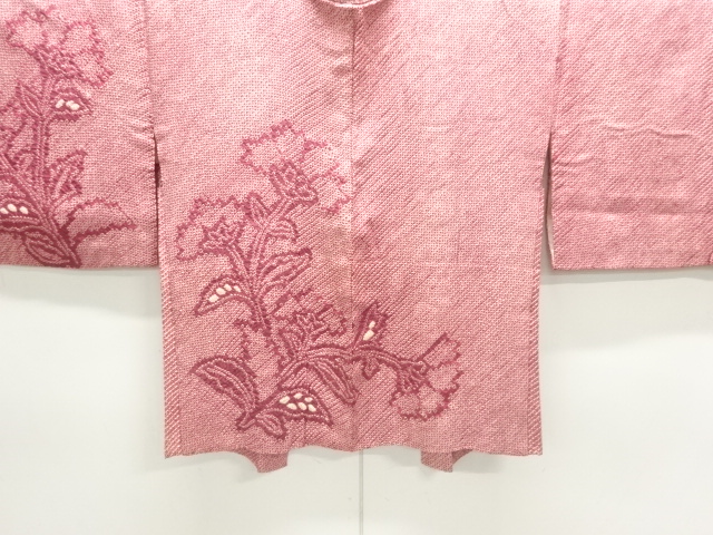 JAPANESE KIMONO / ANTIQUE HAORI / SILK / ALL SHIBORI / FLORAL PLANTS