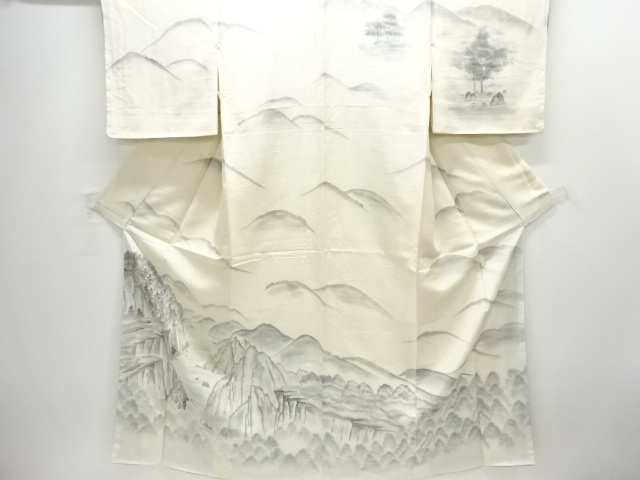 JAPANESE KIMONO / TSUMUGI / UNUSED / SCENERY OF RIVER / ARTIST WORK