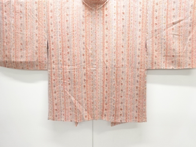 未使用品　きぬたや謹製　縞に花更紗模様羽織