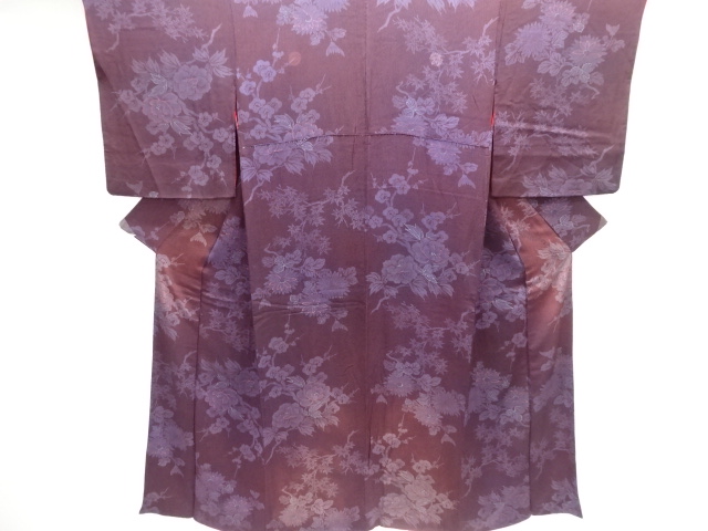 JAPANESE KIMONO / ANTIQUE KIMONO / SILK / KINSHA / PEONY