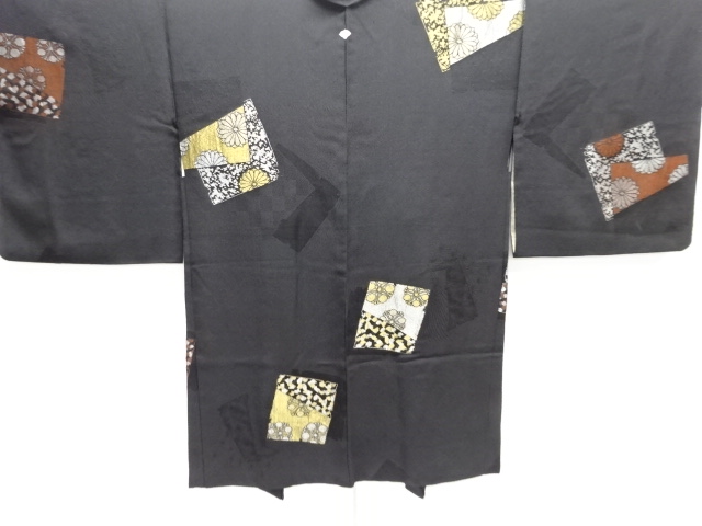 大正ロマン　色紙に梅鉢・菊模様織り出し漆一つ紋羽織