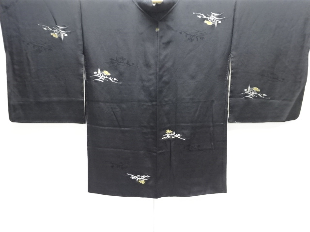 大正ロマン　抽象樹木模様織り出し一つ紋羽織