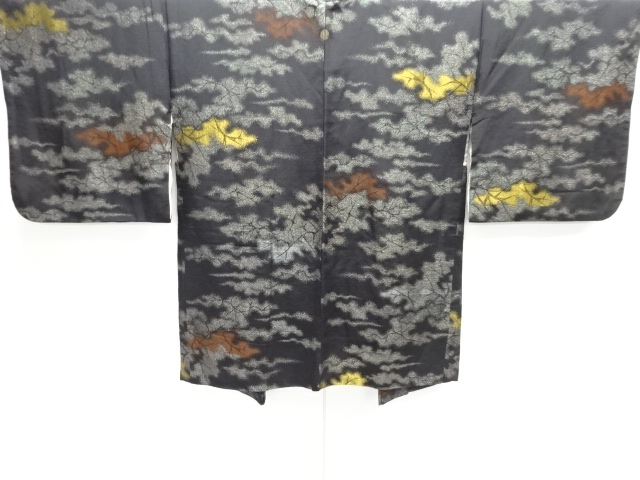 大正ロマン　霞に氷割れ模様織り出し漆一つ紋羽織