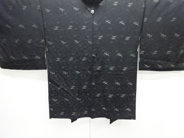 大正ロマン　笹模様織出し一つ紋羽織