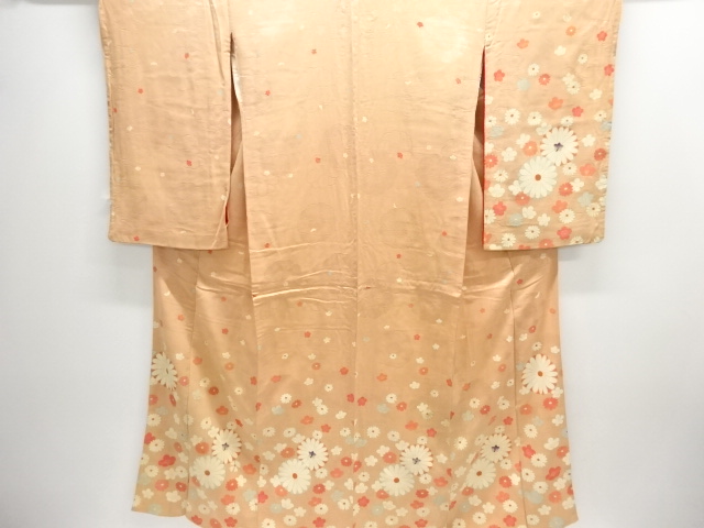 JAPANESE KIMONO / ANTIQUE KIMONO / SILK / MON KINSHA / KIKU
