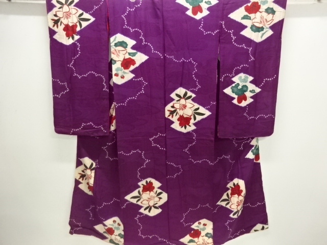 JAPANESE KIMONO / ANTIQUE KIMONO / SILK / SHIBORI / FLORAL PLANTS