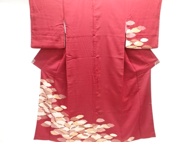 JAPANESE KIMONO / ANTIQUE OMESHI KIMONO / TAISHO ROMAN STYLE / WOVEN LEAVES