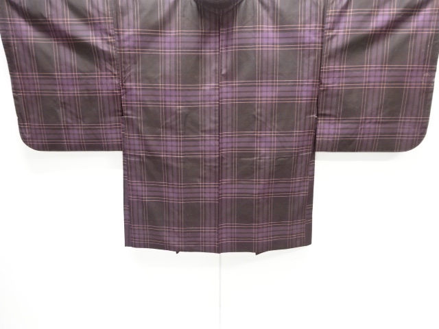 アンティーク　格子織り出し本場泥大島紬羽織