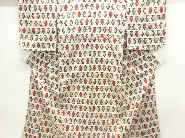 大正ロマン　スペード模様織り出し銘仙着物