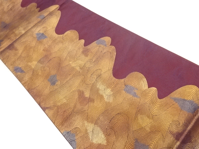 抽象波模様織出し袋帯