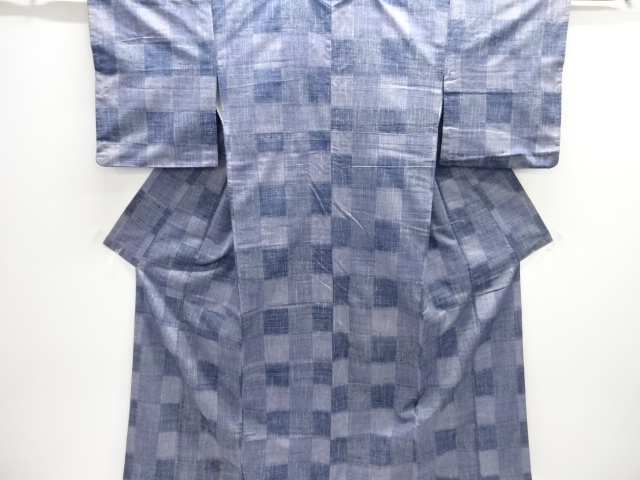 JAPANESE KIMONO / ANTIQUE KIMONO / SILK / TSUMUGI / WOVEN CHECKERED