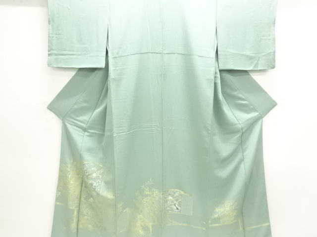 SALE!! JAPANESE KIMONO / IRO-TOMESODE / JUKO-ORI / EMBROIDERY / SCENERY IN THE PAST