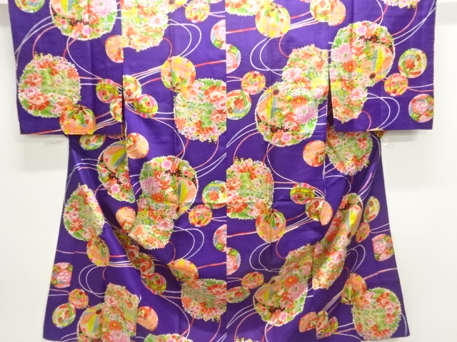 JAPANESE KIMONO / ANTIQUE JUBAN / MARI BALL & FLORAL KUSUDAMA