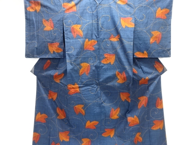 JAPANESE KIMONO / TSUMUGI / UNUSED / WOVEN ARABESQUE