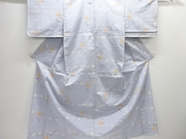 JAPANESE KIMONO / ANTIQUE HITOE KIMONO / SILK / TSUMUGI / WOVEN FLOWER