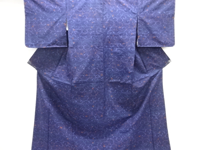 JAPANESE KIMONO / ANTIQUE KIMONO / SILK / TSUMUGI / WOVEN ARABESQUE