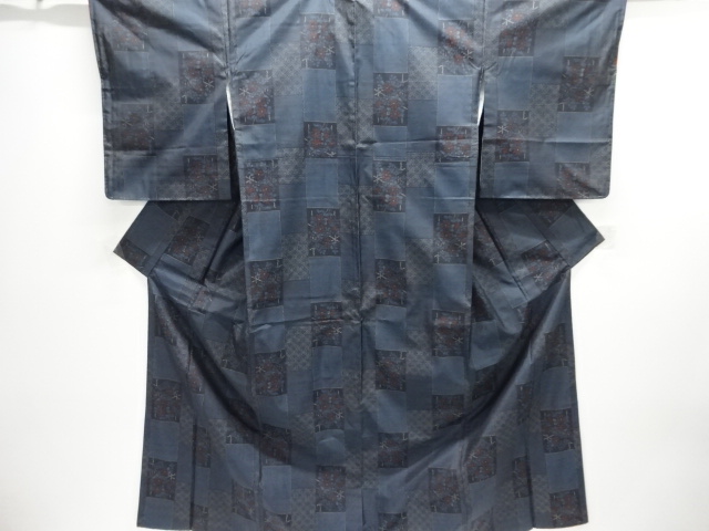 JAPANESE KIMONO / DORO OSHIMA TSUMUGI / WOVEN FLOWER CLASSICAL PATTERN