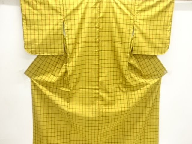 格子模様織り出し米沢紬着物アンサンブル