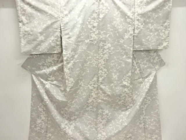 草花模様織り出し手織り紬着物