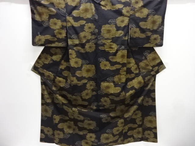 JAPANESE KIMONO / TSUMUGI / WOVEN FLOWER