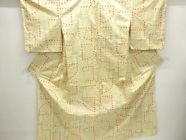 JAPANESE KIMONO / TOKAMACHI TSUMUGI / UNUSED / WOVEN GEOMETRIC
