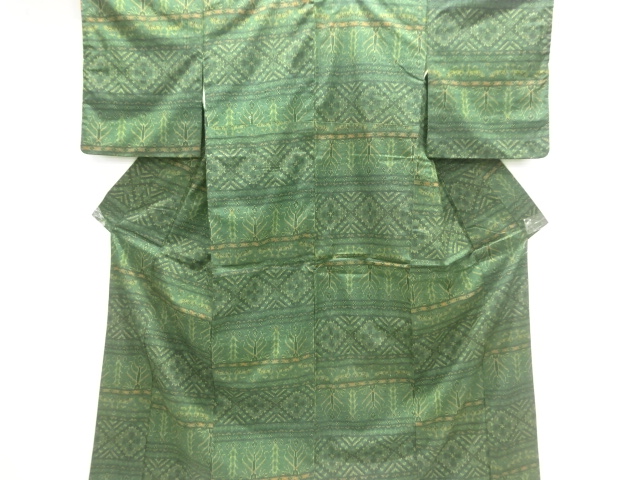JAPANESE KIMONO / TSUMUGI / WOVEN GEOMETRIC