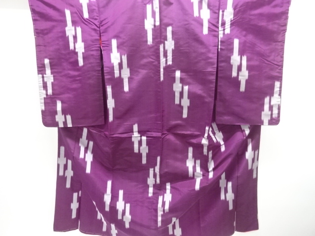 JAPANESE KIMONO / ANTIQUE KIMONO / TAISHO ROMAN STYLE / MEISEN / SILK / WOVEN CROSS KASURI