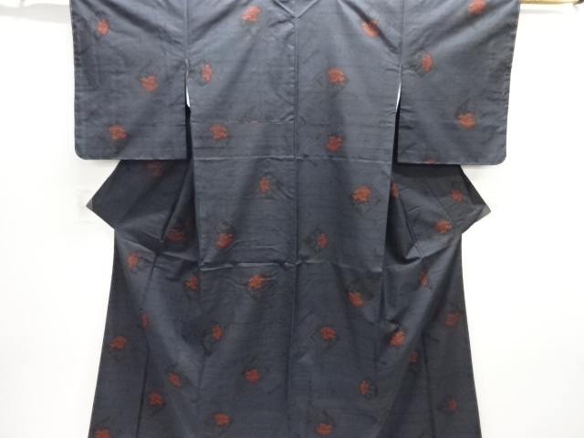 JAPANESE KIMONO / DORO OSHIMA TSUMUGI / UNUSED / WOVEN FLOWER / 5MARUKI
