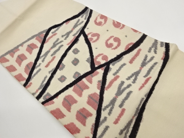 SALE!! JAPANESE NAGOYA OBI / TSUMUGI / WOVEN GEOMETRIC