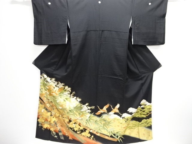 JAPANESE KIMONO / TOMESODE / EMBROIDERY / CRANES
