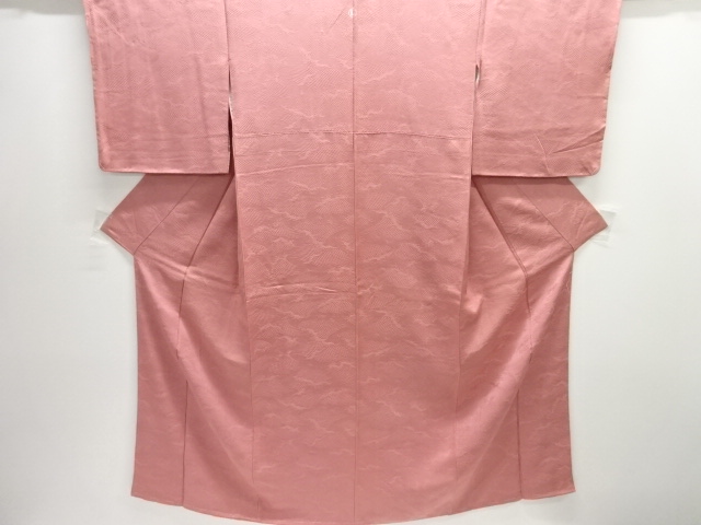 未使用品　荒波模様織出し一ツ紋色無地着物