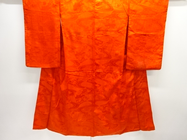 JAPANESE KIMONO / ANTIQUE NAKAGI / SILK / RINZU / FLORAL PLANTS