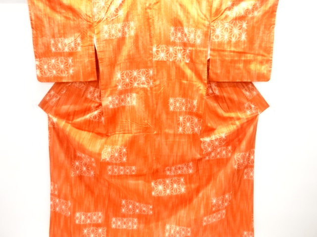JAPANESE KIMONO / TSUMUGI / WOVEN ASANOHA PATTERN 