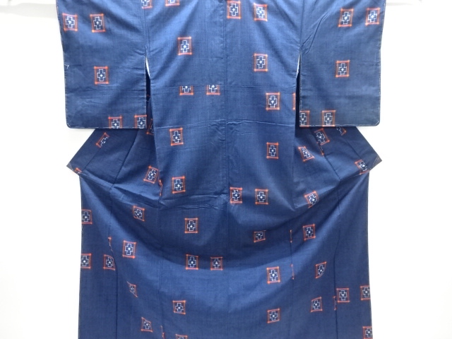 JAPANESE KIMONO / UNUSED TSUMUGI KIMONO / WOVEN ABSTRACT PATTERN