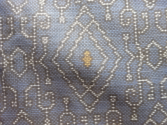JAPANESE KIMONO / ANTIQUE GEOMETRIC PATTERN WOVEN DORO OSHIMA TSUMUGI 