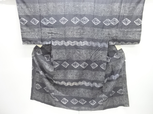 JAPANESE KIMONO / ANTIQUE SHIBORI ABSTRACT PATTERN HORIZONTAL ROW OF M