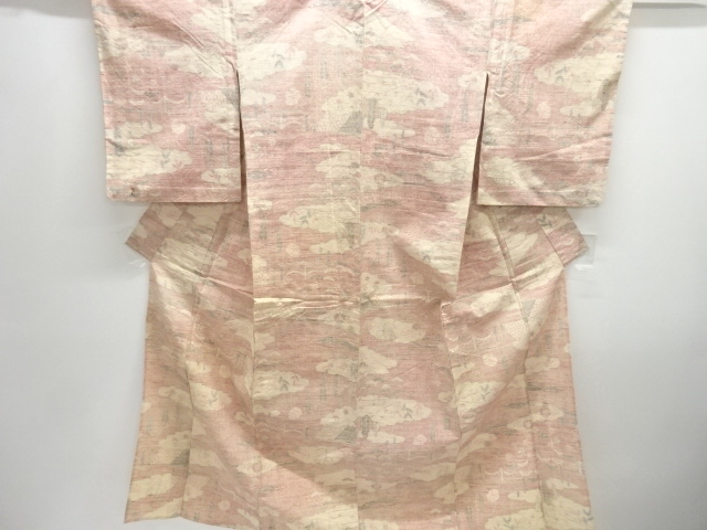 JAPANESE KIMONO / ANTIQUE TSUMUGIHITOE KIMONO WOVEN / TREE PATTERN CLO