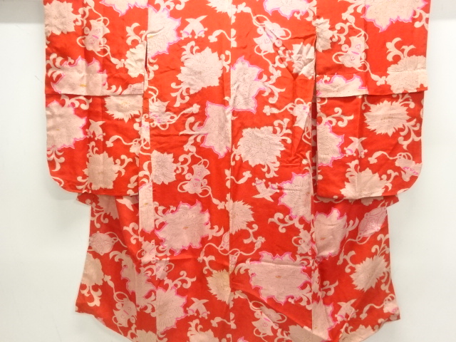 JAPANESE KIMONO / ANTIQUE NISHIKI KIMONO FOR SUMMER FLOWER ARABESQUE P