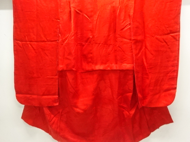 JAPANESE KIMONO / ANTIQUE DELAINE WOVEN PINE / CRANE PATTERN JUBAN (WI