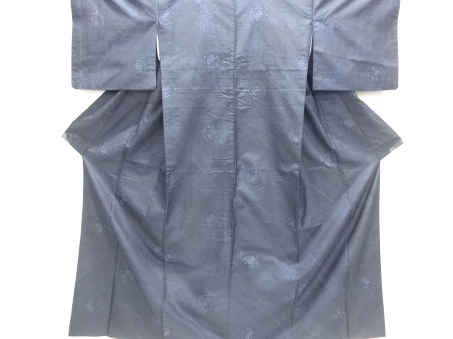 JAPANESE KIMONO / DORO OSHIMA TSUMUGI (7 maruki) / WOVEN FLOWER 