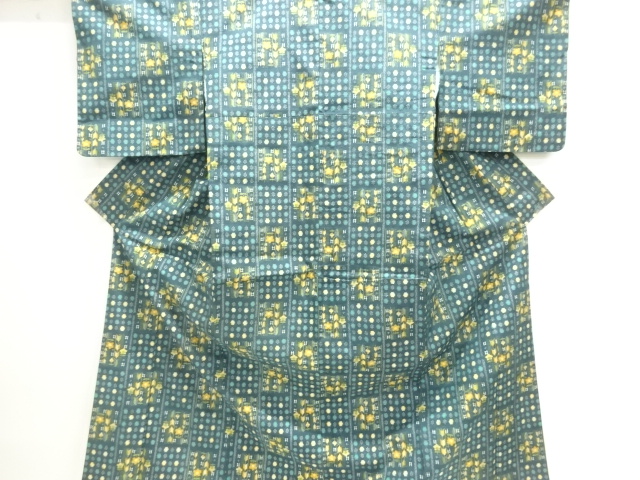 JAPANESE KIMONO / TSUMUGI / WOVEN DOTS & PLANTS