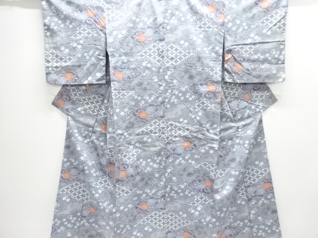 JAPANESE KIMONO / TSUMUGI / CLOUD & FLOWER