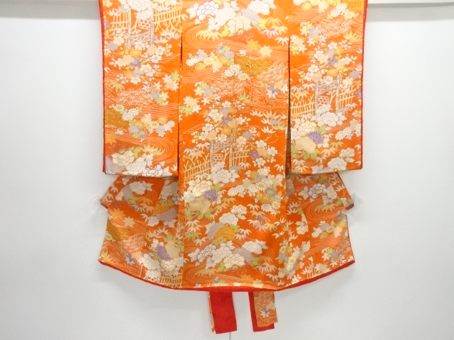 アンティーク　錦紗花模様着物（中着付き）